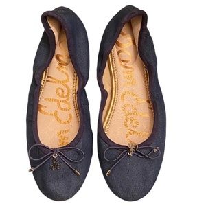 Sam Edelman Felicia Denim Ballet Flats Navy Blue Color Size 4 - EUC